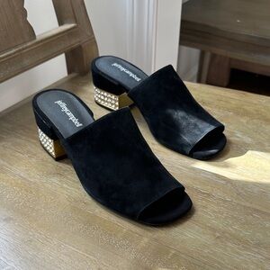 Jeffrey Campbell Black Mules with Rinestone Detail